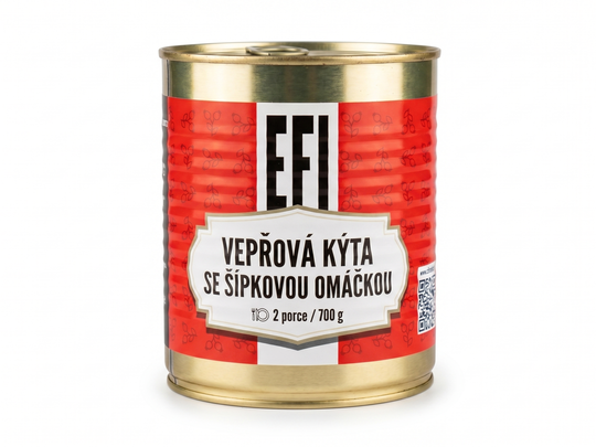 EFI Vepřová kýta se šípkovou omáčkou 700g 2 porce (trvanlivost až 24 měsíců) EFI Vepřová kýta se šípkovou omáčkou 700g 2 porce (trvanlivost až 24 měsíců) 1