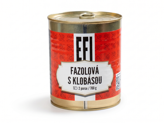 EFI Fazolová polévka s klobásou 700g 2 porce (trvanlivost až 24 měsíců) EFI Fazolová polévka s klobásou 700g 2 porce (trvanlivost až 24 měsíců) 1